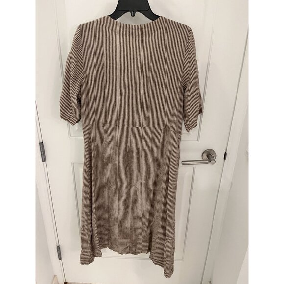 GUDRUN SJODEN 100% Linen Striped Button front Shirt Dress Pockets MEDIUM - Picture 6 of 8